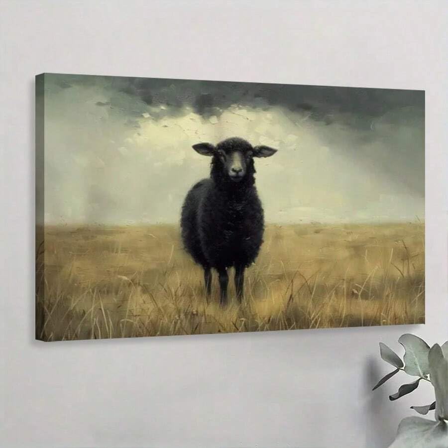 Toile mouton noir vintage pour créer une ambiance salon cosy