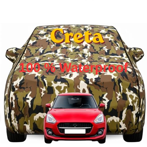 Image of Durable Full Body Waterproof Creta Car Cover | Premium Polyester Jungle Print Cover | Custom Fit Vehicle Protection | UV Resistant, Dustproof, Scratch Resistant, Heat & Wind Protection
