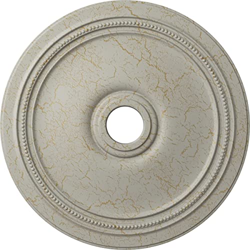 Image of Ekena Millwork CM24DIPCC Diane Ceiling Medallion, 24 inchOD x 3 5 /8 inchID x 1 1 /4 inchP (Fits Canopies up to 6 1 /4 inch), Hand-Painted Pot of Cream Crackle