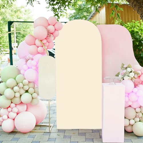 Chiara Wedding Arch Cover - 6FT Stretchy Spandex Fitted Arch Backdrop Panels for Birthday Party, Baby Shower, Banquet Decor - Beige by M. Conducted - Used condition - Image 5