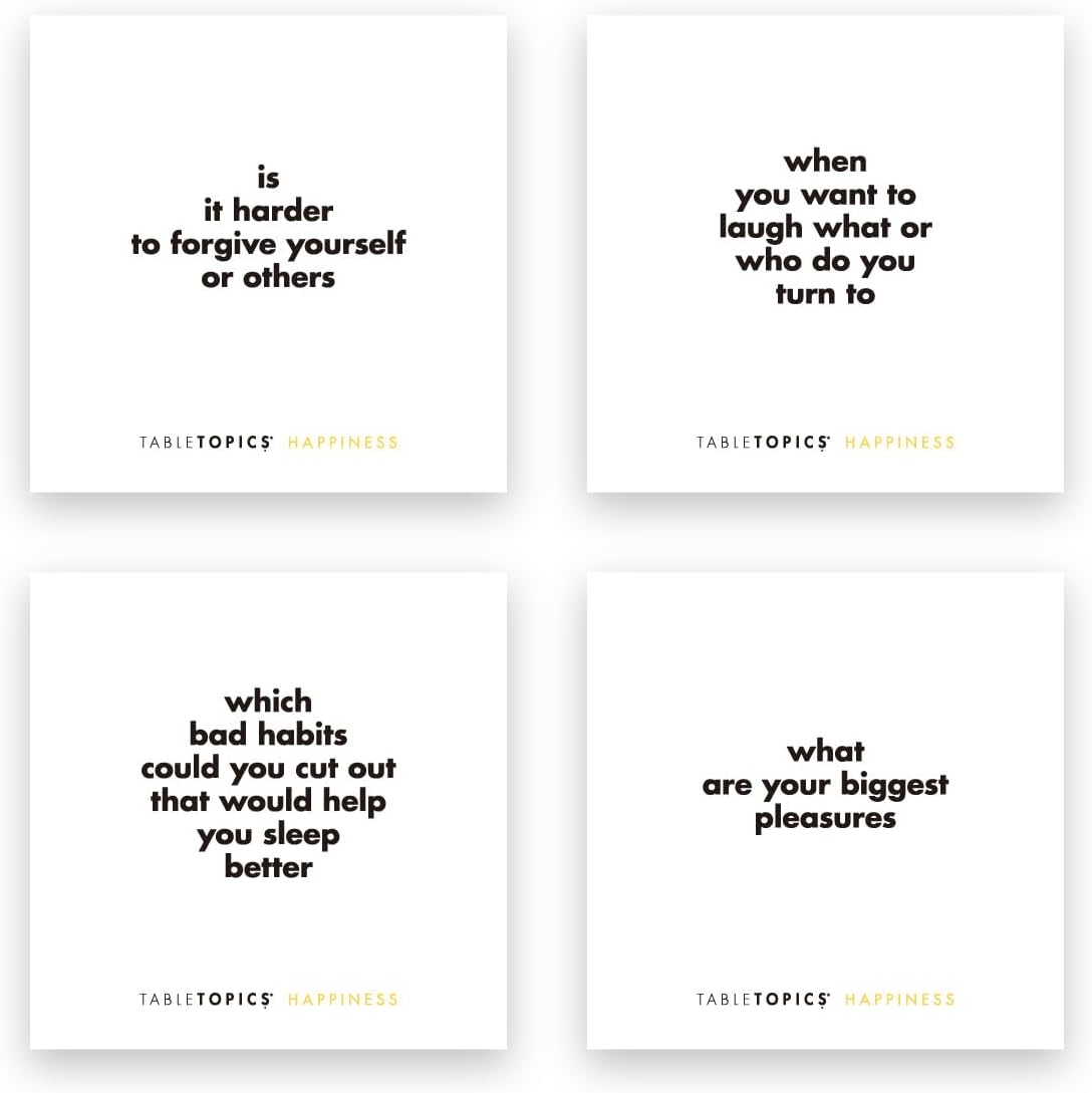 TableTopics Happiness Question Card Game - 135 Conversation Starter Cards with Tips, Ideas, & Quotes to Spark Meaningful Discussions with Adults at Dinner Parties, Girls’ Nights, and More - Image 5