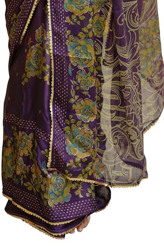 Image of MIRCHI FASHION Saree for Woman Chiffon Colorblock with Foil Work | Shimmer Festive Women's Sari for Wedding Functions and Ceremonies
