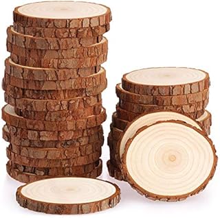Fuyit Wood Slices 30 Pcs 7-8cm NO Hole Natural Unfinished Log Wooden Circles for Art Creation DIY Crafts Wedding Decorations Christmas Ornaments