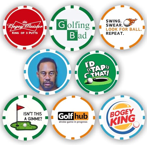 Funny Golf Ball Marker with Magnetic Hat Clip A Perfect Golf Gift for Men or Women - Golf Accessories for Men or Women (8pcs-Funny)