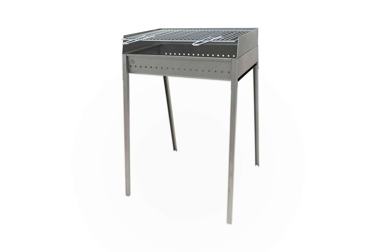 LISA s.r.l. Grill ze stali nierdzewnej Stromboli na węgiel zdejmowane stopy z grillem 60 cm x 40 cm