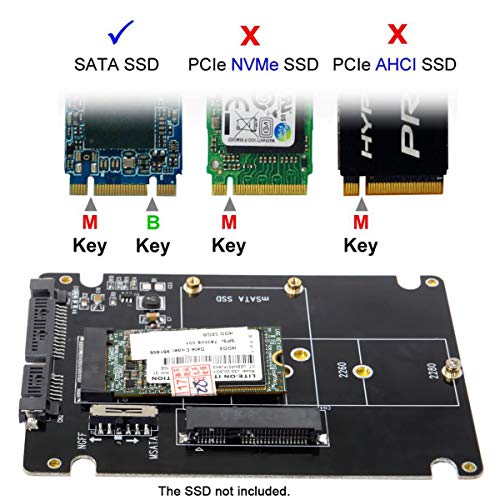 Combo Adaptador SSD M.2 NGFF B-Key y mSATA a SATA 3.0 miniatura 6