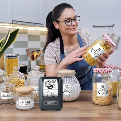 Image of Label Maker with Tape, Label Printer for Business, Sticker Printer- Compatible with 12-57mm Width Labels, Wireless Connectivity, High-Speed Printing, 1200mAh Battery, for Office & Home (Black)