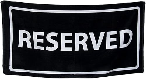 Toalla de playa de terciopelo de algodón reservado en blanco y negro, 30 x 60 pulgadas.