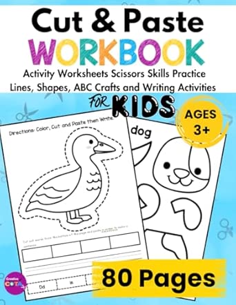 Cut and Paste Workbook Activity Worksheets Scissors Skills Practice ...