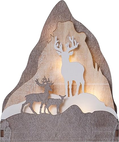 EGLO LED Weihnachtsdeko, Weihnachts-Silhouette Berg mit Hirschen und...