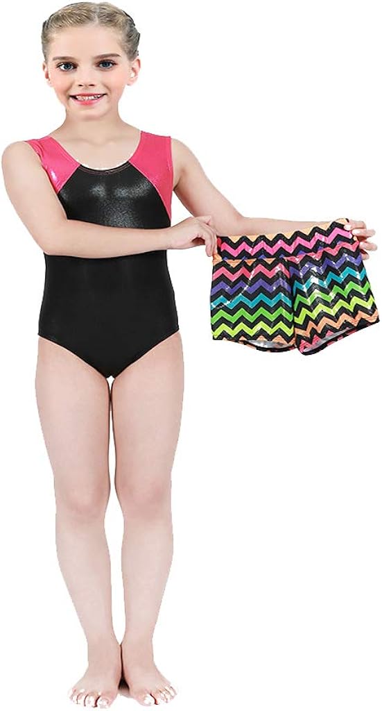 FeiTianWu Gymnastics Shorts for Girls Sparkle Glitter Dance Tumbling Athletic Gymnastics Short 3-14Years: Clothing