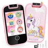 Shiningstone Kids Smart Phone for Girls, Toddler Phone with Dual Camera Puzzle Games Touchscreen, Learning Toy Christmas Birthday Gift (Pink)