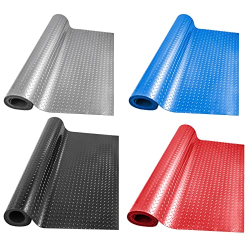 Boshen 5Ft X 17Ft Garage Floor Mat 2.5Mm Thickened Rubber Flooring Roll 85Sqft Diamond Plate Pvc Rubber Trailer Mat Non-Slip Floor Protector Mat For Garage Warehouse Basement Trailer-Grey #TOP3