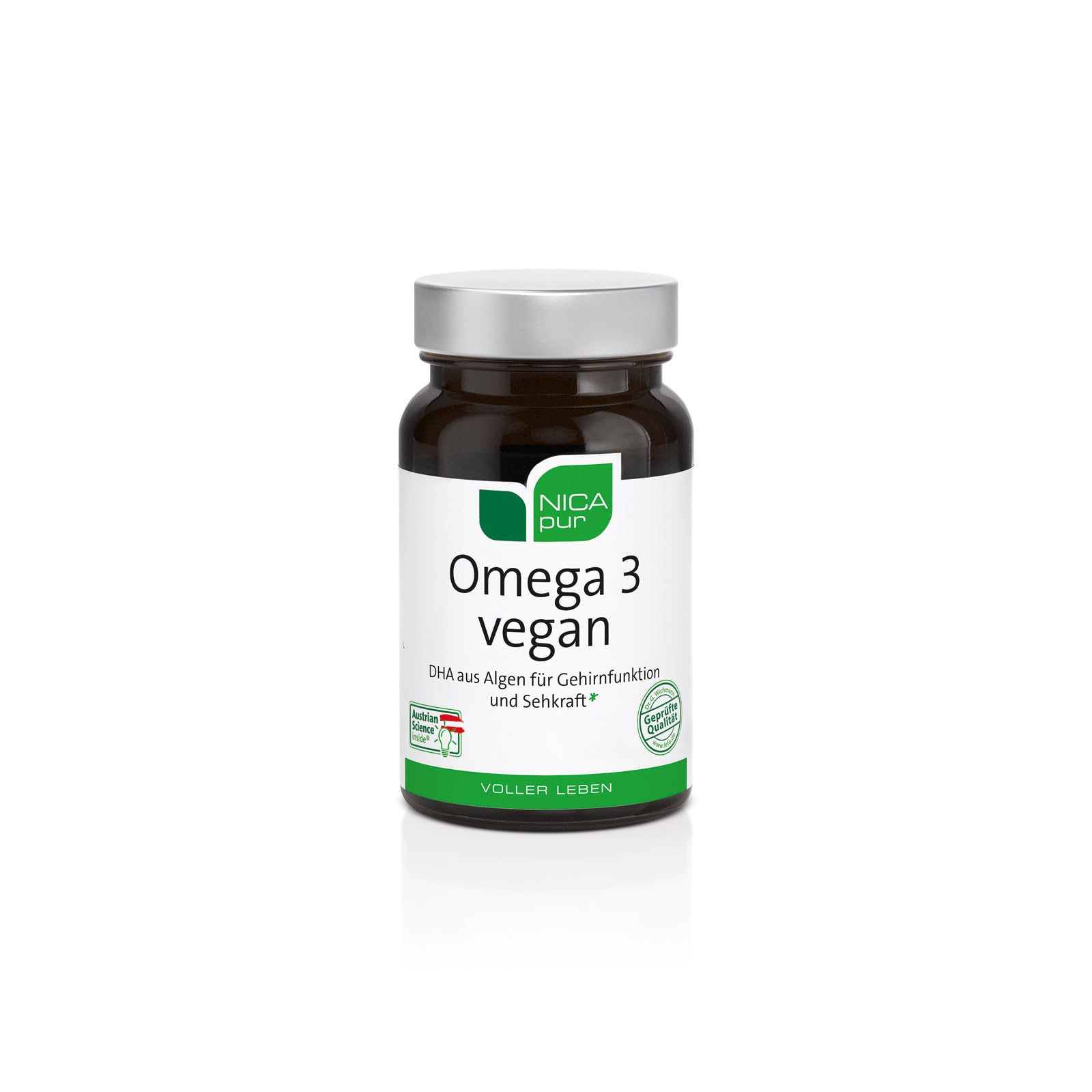 NICApur Omega-3 vegan – Öl aus Mikroalge Schizochytrium, 24 g, 30 Kapseln
