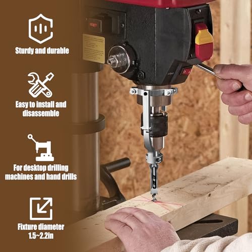 Square Hole Drill Bit & Adapter Set,Wood Mortiser Drill Bit Attachment,Mortising Chisel Set Drill Press Hollow Chisel Mortise Drill Tool for Mortise Machine (1/4, 5/16, 3/8, 1/2\'\')