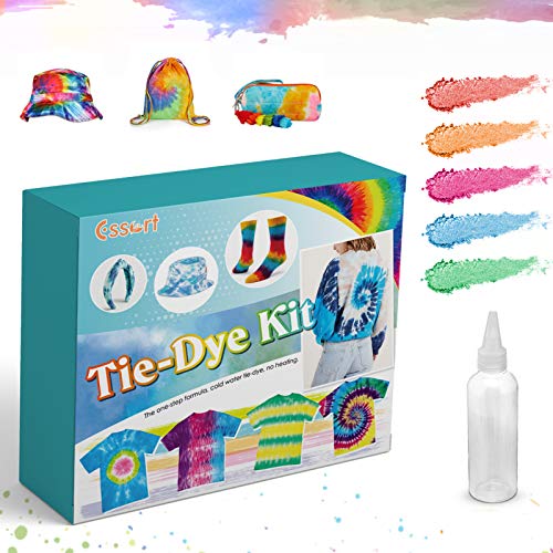 Tie Dye Kit Fabric Textile Paints - ESSORT 5 Colors Dying Set DIY Permanent Paint for Clothes Shirt Dress Family Friends Party Groups Activities