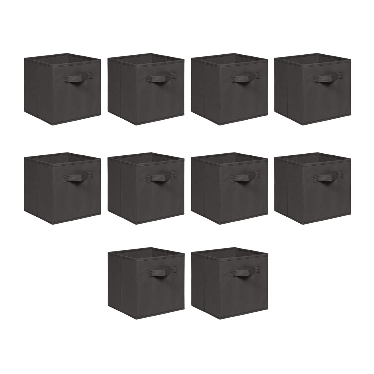 NICEME Foldable Cube Storage Unit Boxes, Non-Woven Fabric Storage Boxes Set, Clothes Drawers for Shelves, 26.5x26.5x28 cm (Dark Grey, Set of 10)