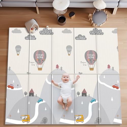 Image of UANLAUO Foldable Baby Play Mat - 71 x 59 Inches, Reversible for Infants to Kids, Anti-Slip for Indoor and Outdoor
