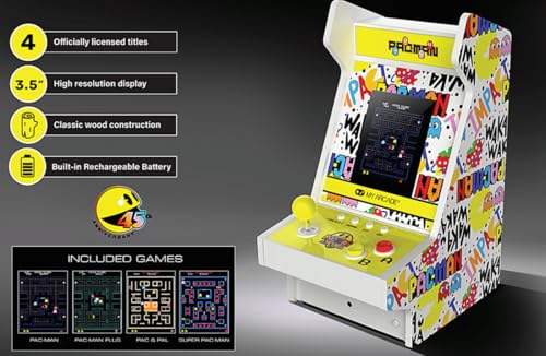Image of My Arcade Pac-Man Mighty Player: Retro Gaming, 11 inch Countertop Arcade, Illuminated Marquee, 4 Games in 1, Rechargeable Battery