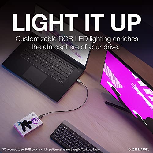 Image of Seagate Ghost-Spider Special Edition FireCuda External Hard Drive 2TB - USB 3.2 Gen 1, Customizable LED RGB Lighting Pink, with 3 Years Rescue Data Recovery Services (STKL2000418)