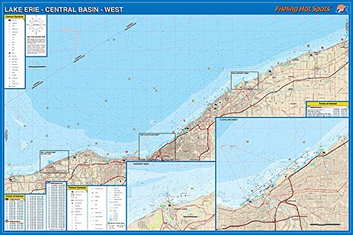 Lake Erie Fishing Map, Lake-Central Basin West Fishing Map (Ruggles Beach to Geneva Fishing Map, OH)