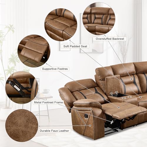 EBELLO Faux Leather Reclining Sectional