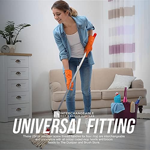 Colour Coded Mop and Broom Handle Replacement  120cm Long Aluminium Mop and Broom Handle Screw End, Interchangeable Handle That Fits Most Broom and Mop Head Mop Handle Only (Red)