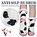 LINEMIN Womens Winter Slipper Socks With Grippers Cozy Warm Cute Fuzzy Slipper Socks (Cow-Black and White)