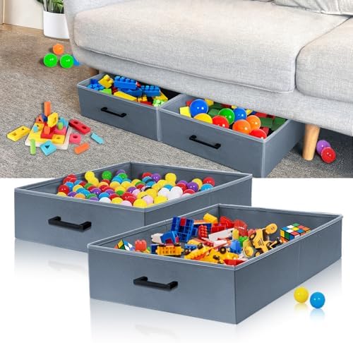 Under Couch Storage, 2 Pack Under Bed Containers, Foldable Under ...