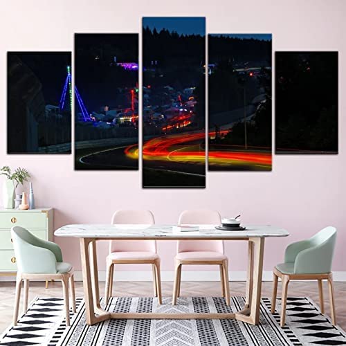 Moderner Plakat-Druck 5-Teilige Rennen Rennstraße Bild-Leinwand-Malerei-Hauptdekor-Wandkunst-Büro Küche Studio-Wohn-Dekor-Wand-Dekor- | Ungerahmt 100 X 50 Cm |-823672058009