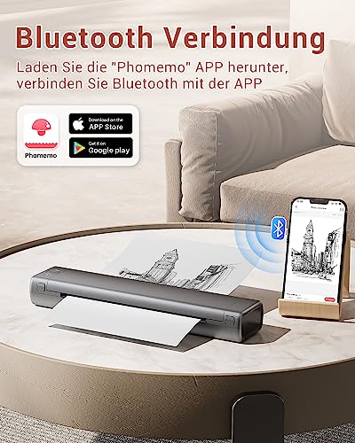 Impresora portátil A4 Phomemo M08F gris con funda y 200 hojas térmicas 2