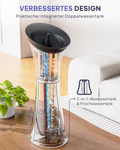 Elektrischer Ohrenschmalz Entferner mit Integriertem Doppeltank, Sicherer Ohrenreiniger mit Smart Wassertemperatursensor, Ohrenreiniger für Erwachsene IPX7 mit Wattestäbchen, Transparentgrau