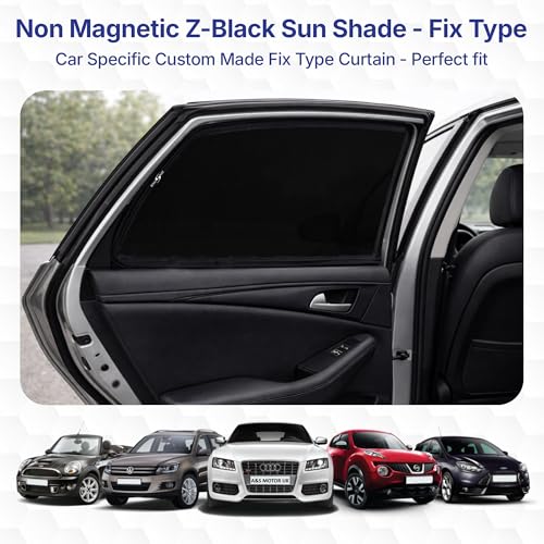 Image of KINGSWAY Car Sun Shade Curtains Only Compatible with Maruti Suzuki Celerio (2021 Onwards) | Z-Black Fix-Type (Non-Magnetic) | UV & Heat Protection | Pack of 4 Pcs