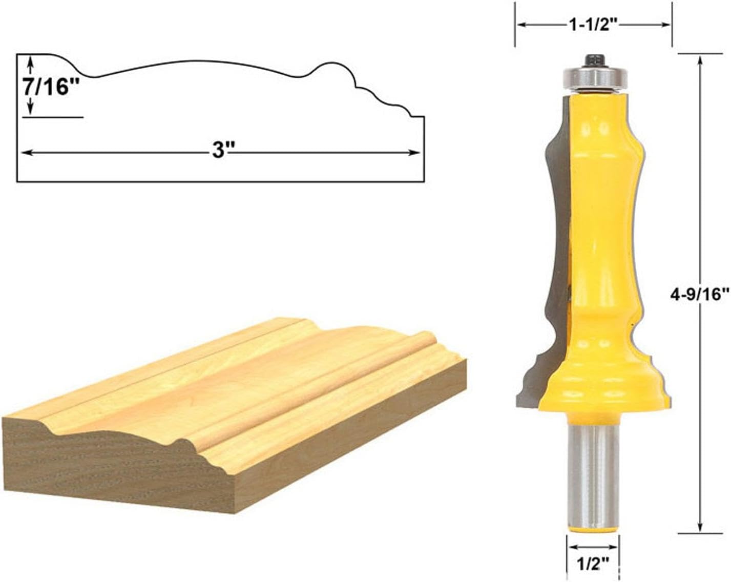 Door & Window Casing Router Bit Carbide 1/2 Inch Shank Router Bit V-shaped Grooves for Acrylics Plastics, Carbon Fiber, Chipboard, Laminated Veneers