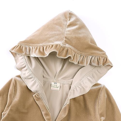 Kids Tales Girls Hooded Velour Bathrobe Toddler Long Sleeve Velvet Bath Cover up Kids Red Fleece Pockets Robe with Belt3