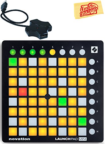 Novation Launchpad Mini Grid Controller Bundle with USB Hub and Austin Bazaar Polishing Cloth