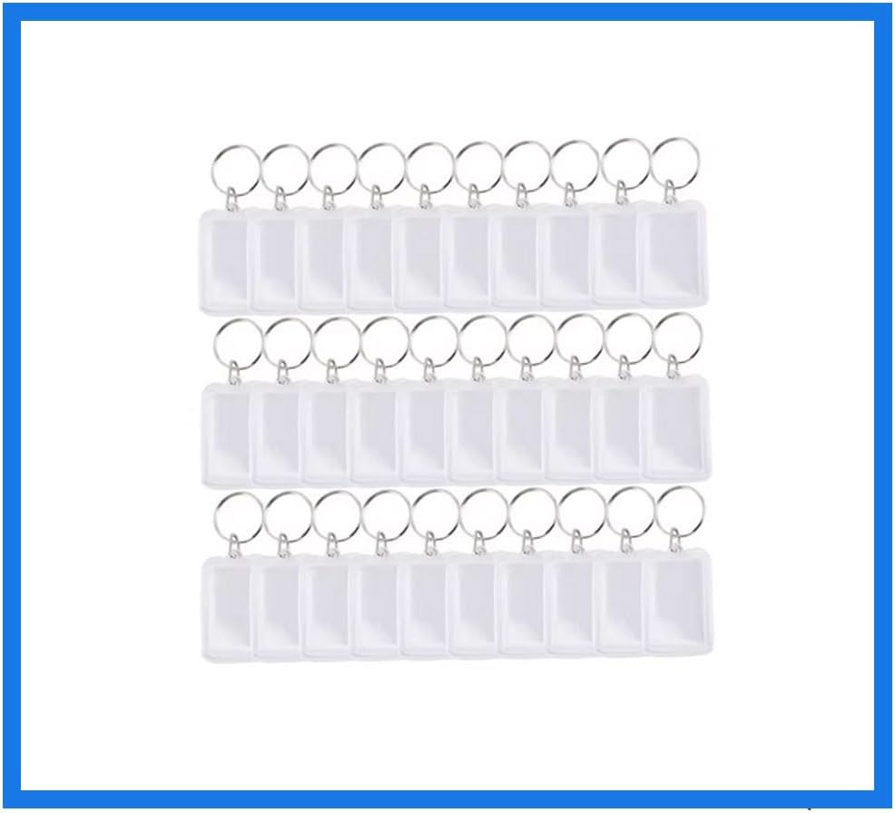 500 Pcs Photo Insert Keychains, Acrylic Clear Blank Keyrings Picture Frame Keyring with Split Ring 2" x 1"