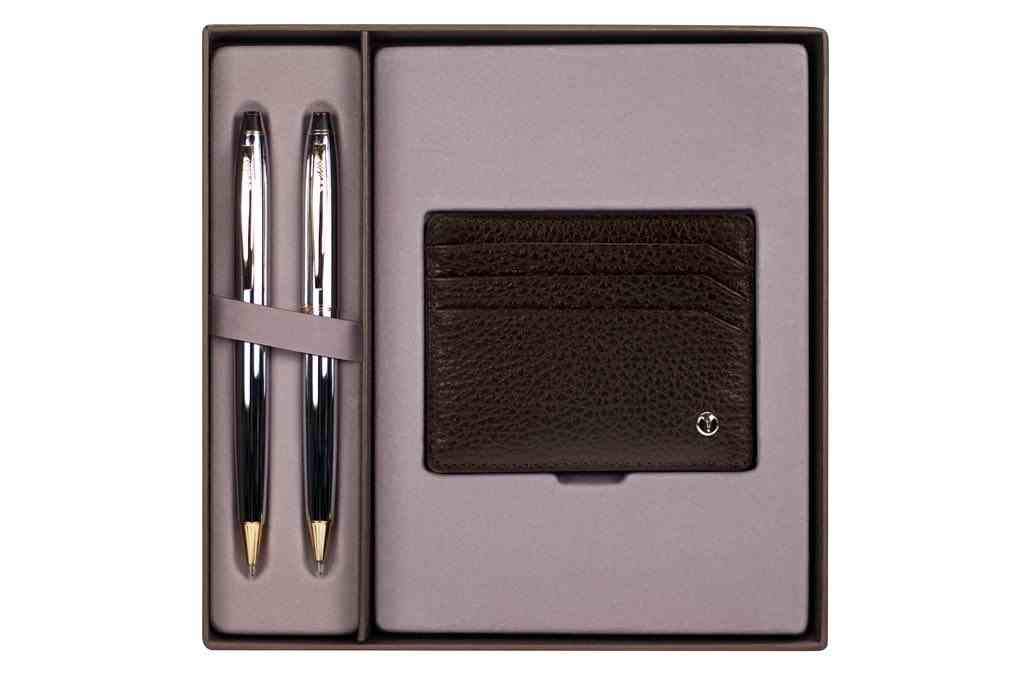 Scrikss DR 213 35 Tükenmezkalem - Versatil Gold Krom & Comfort Kredi Kartlık Kahve