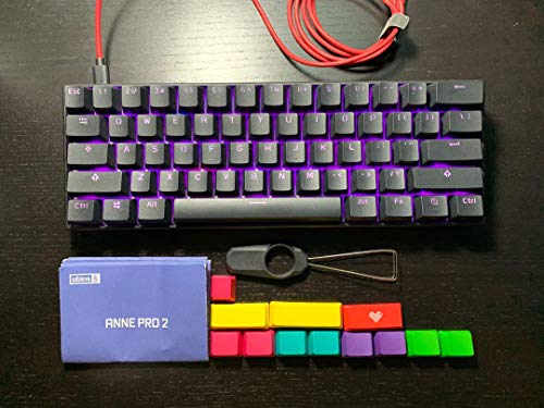 Teclado mecânico 60% ANNE PRO 2 com fio/sem fio (switch Vermelho Gateron/armação preta) – teclas com
