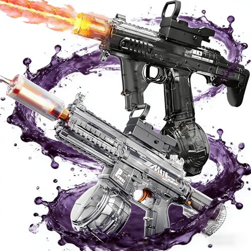 2 Pack Electric Water Guns For Kids – Large Capacity, Leak-Proof, Led Light & 25 Ft Shooting Range, Automatic Electric Water Blaster For Pool, Beach & Outdoor Water Fight Toys