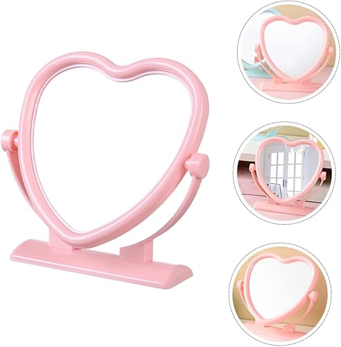 Miniatura 9 de Espejo de tocador de mesa en forma de corazón, espejo de doble cara para maquillaje, espejo de aumento portátil y giratorio para maquillaje