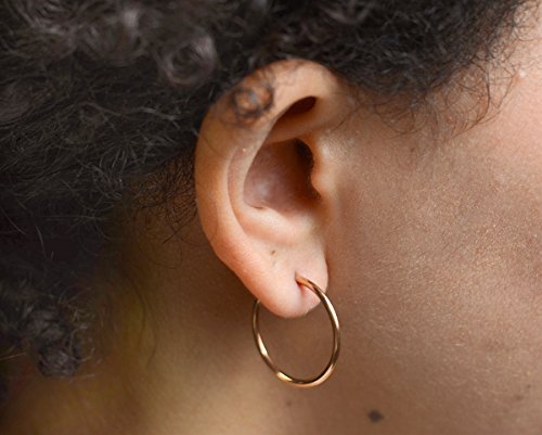 Medium 14K Rose Gold Continuous Endless Hoop Earrings, (1.5Mm Tube) (23Mm) #TOP1