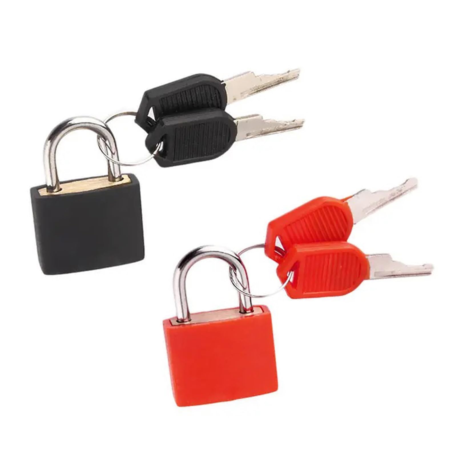 Yesmin 2 Pcs Luggage Lock with Key,Mini Padlock Luggage Lock Gym Locker Bag Backpack Computer Bag-Red+Black
