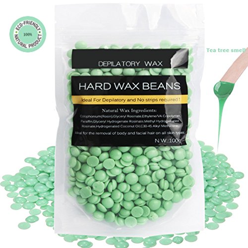 Hair Removal Hard Wax Beans, LuckyFine Body Wax Beans Depilatory Wax Beans Painless Lavender Wax Full Body Bikini Wax for Women Men Green