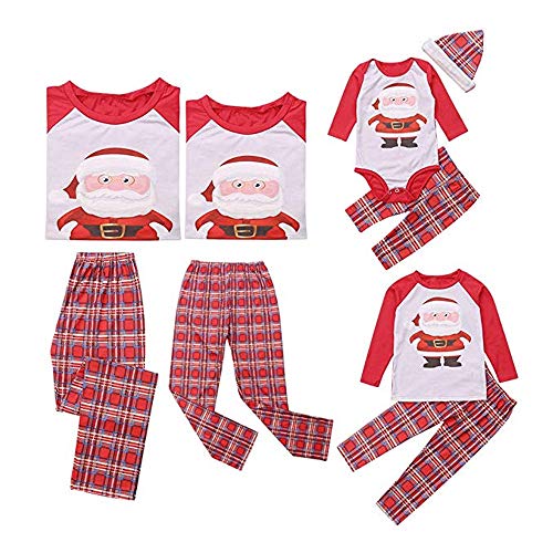 douleway Pijamas de Navidad Familia, Ropa de Noche Homewear Algodón Camisas de Manga Larga + Pantalones Largos Sudadera Invierno Conjunto de Pijamas Familiar para Dad Mom Niños Bebé