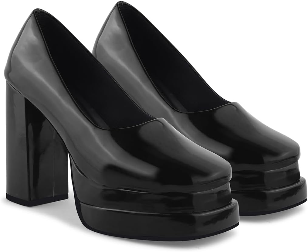 Women's Pumps Closed Round Toe Chunky High Heels Platform Work Comfortable Dress Wedding Party Pumps Shoes