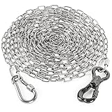 Tresbro Heavy Duty Dog Chains for Outside, 15FT Stainless Steel Tie Out Cable with Swivel Hook for S