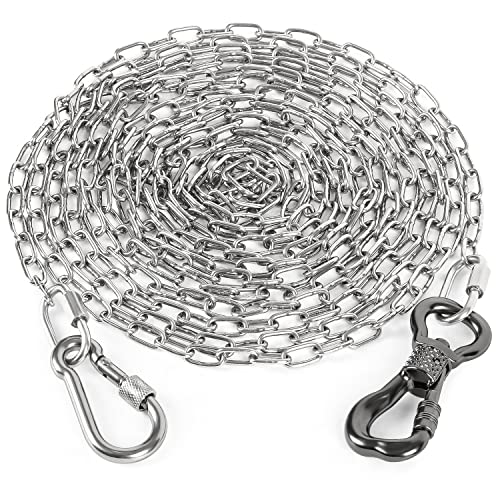 Tresbro Heavy Duty Dog Chains For Outside, 15Ft Stainless Steel Tie Out Cable With Swivel Hook For Small Dogs, Metal Chew Proof Pet Runner Chain Leash Lead For Outdoor Camping Hiking Yard, 2Mm #TOP5