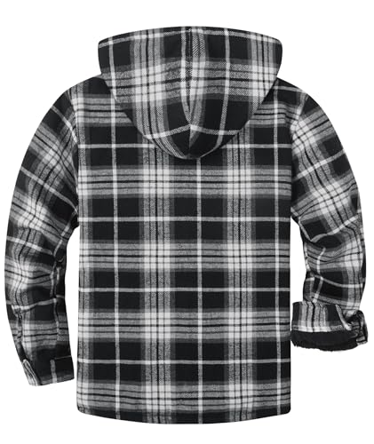 Image of ZITY Men's Flannel Hooded Jacket Fleece Sherpa Lined Plaid Shirts Jackets Zip Up Sweatshirt Hoodies for Men with 4 Pockets