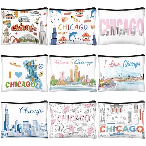 Reginary 9 Pcs City Cosmetic Bag USA City Souvenir Gifts Texas Ma...